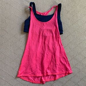 Lululemon Pink Tank with Navy Built on Sports Bra